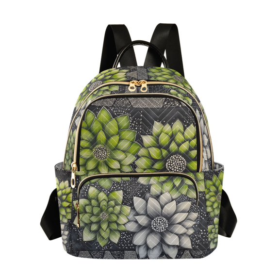 FORMRS Mini Backpack Purse for Women Quilted Travel Daypack Casual Shoulder Bag, Gray Floral