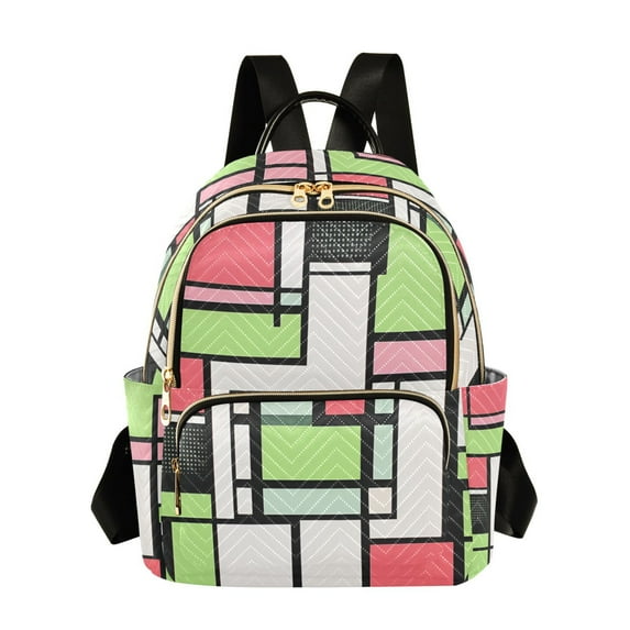 FORMRS Mini Backpack Purse for Women Travel Daypack Casual Shoulder Bag, Green Abstract Geometric