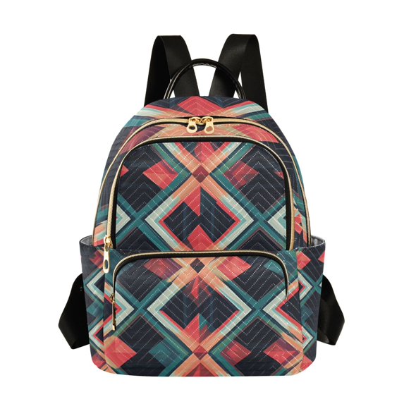 FORMRS Mini Backpack Purse for Women Quilted Travel Daypack Casual Shoulder Bag, Green Abstract