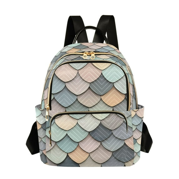 FORMRS Mini Backpack Purse for Women Quilted Travel Daypack Casual Shoulder Bag, Green Art Pattern