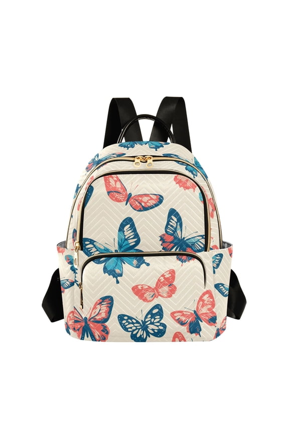 Mini Backpack Purse for Women Quilted Travel Daypack Casual Shoulder Bag, Green Butterflies