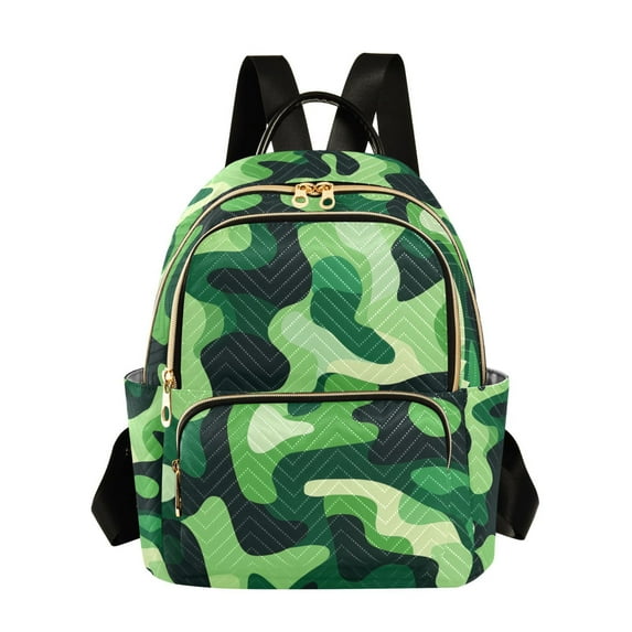 FORMRS Mini Backpack Purse for Women Travel Daypack Casual Shoulder Bag, Green Camouflage Pattern