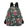 thumbnail image 1 of FORMRS Mini Backpack Purse for Women Travel Daypack Casual Shoulder Bag, Green Christmas Candy Canes, 1 of 7