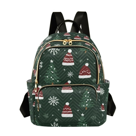 FORMRS Mini Backpack Purse for Women Travel Daypack Casual Shoulder Bag, Green Christmas Hats