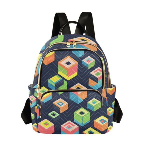 FORMRS Mini Backpack Purse for Women Quilted Travel Daypack Casual Shoulder Bag, Green Cubes