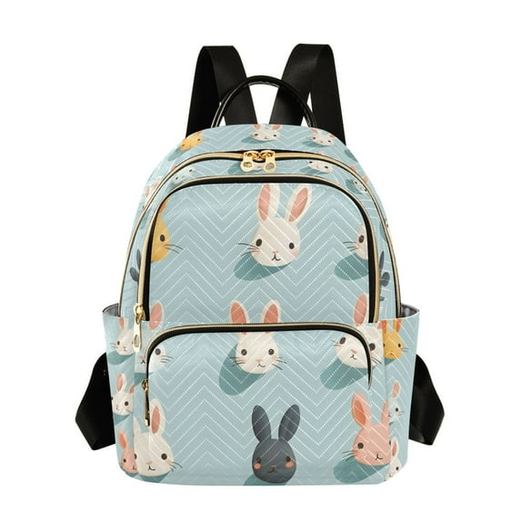 FORMRS Mini Backpack Purse for Women Travel Daypack Casual Shoulder Bag, Green Cute Rabbits