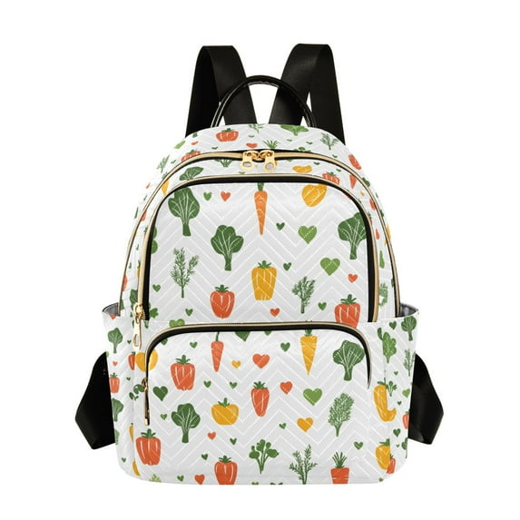 FORMRS Mini Backpack Purse for Women Travel Daypack Casual Shoulder Bag, Green Cute Vegetables