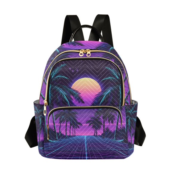 FORMRS Mini Backpack Purse for Women Quilted Travel Daypack Casual Shoulder Bag, Green Digital Art