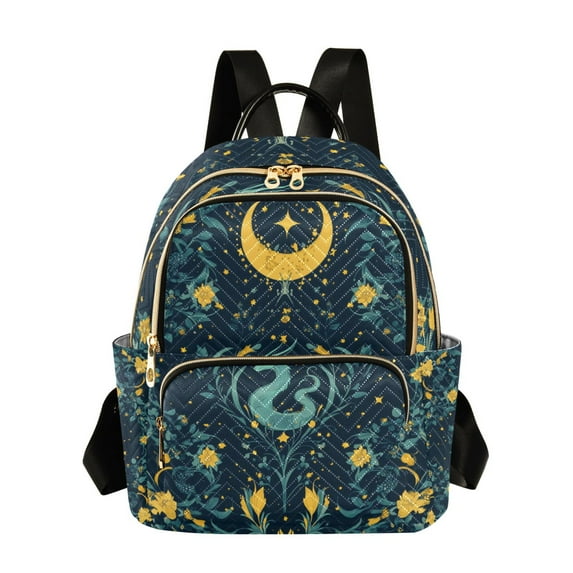 FORMRS Mini Backpack Purse for Women Travel Daypack Casual Shoulder Bag, Green Dragon Flowers