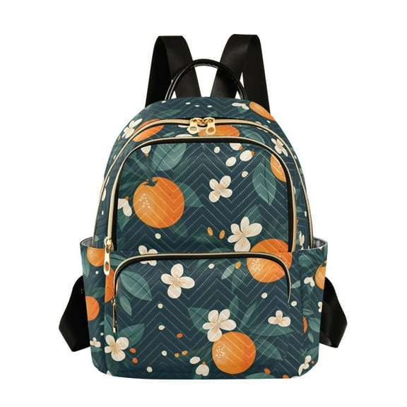 FORMRS Mini Backpack Purse for Women Travel Daypack Casual Shoulder Bag, Green Floral Oranges
