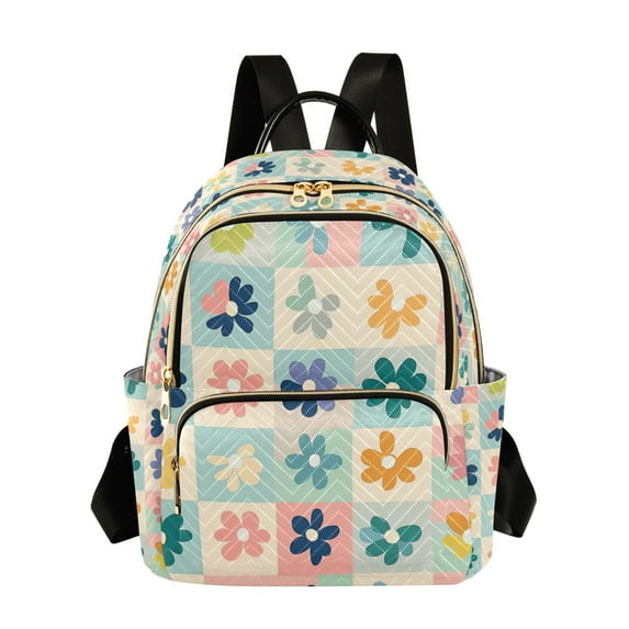 FORMRS Mini Backpack Purse for Women Quilted Travel Daypack Casual Shoulder Bag, Green Floral