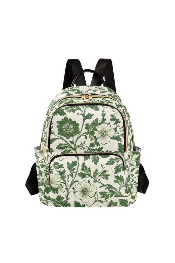 Mini Backpack Purse for Women Travel Daypack Casual Shoulder Bag, Green Floral