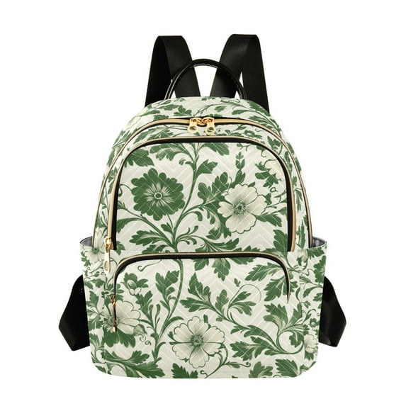 FORMRS Mini Backpack Purse for Women Travel Daypack Casual Shoulder Bag, Green Floral