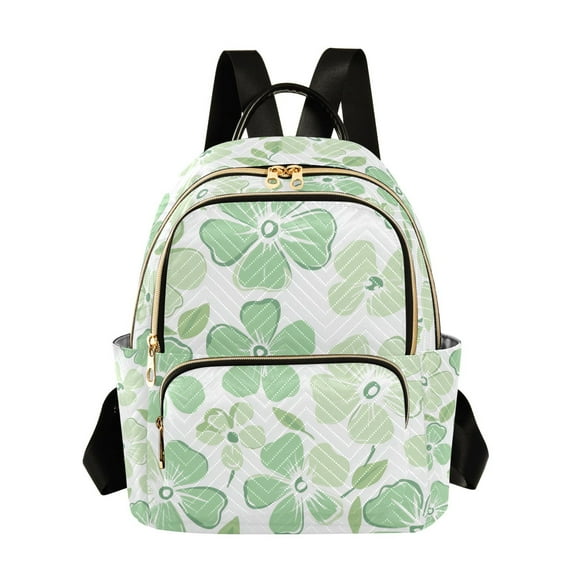 FORMRS Mini Backpack Purse for Women Quilted Travel Daypack Casual Shoulder Bag, Green Floral