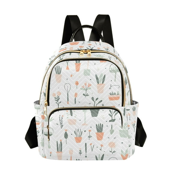 FORMRS Mini Backpack Purse for Women Quilted Travel Daypack Casual Shoulder Bag, Green Garden Pattern