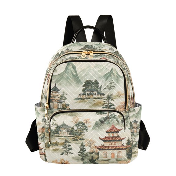 FORMRS Mini Backpack Purse for Women Quilted Travel Daypack Casual Shoulder Bag, Green Mountain Pattern