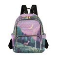 thumbnail image 1 of FORMRS Mini Backpack Purse for Women Travel Daypack Casual Shoulder Bag, Green Night Deer, 1 of 7