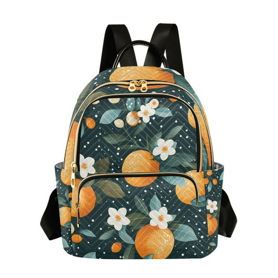 FORMRS Mini Backpack Purse for Women Quilted Travel Daypack Casual Shoulder Bag, Green Oranges