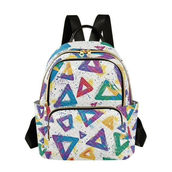 FORMRS Mini Backpack Purse for Women Travel Daypack Casual Shoulder Bag, Green Simple Triangles