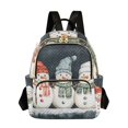 thumbnail image 1 of FORMRS Mini Backpack Purse for Women Quilted Travel Daypack Casual Shoulder Bag, Green Snowmen, 1 of 7