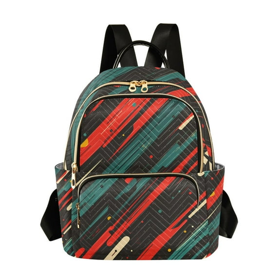 FORMRS Mini Backpack Purse for Women Travel Daypack Casual Shoulder Bag, Green Stars Abstract