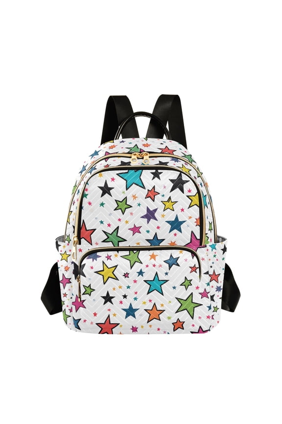 Mini Backpack Purse for Women Travel Daypack Casual Shoulder Bag, Green Stars