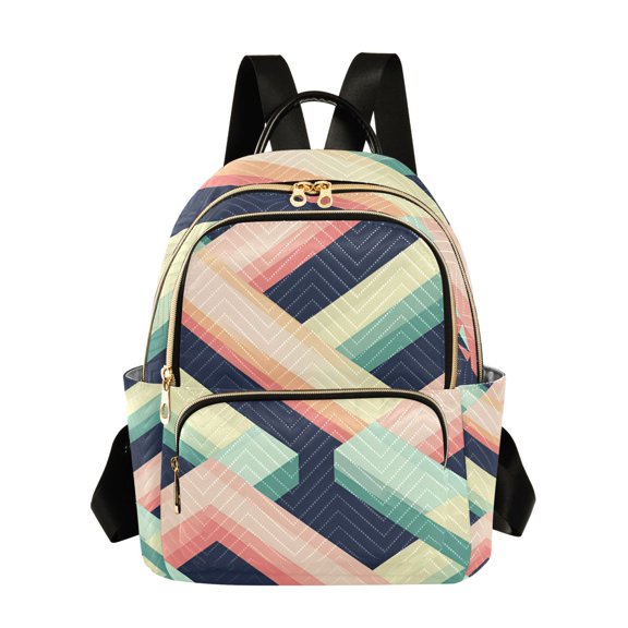 FORMRS Mini Backpack Purse for Women Quilted Travel Daypack Casual Shoulder Bag, Green Stripes