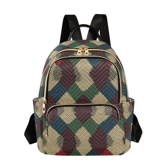 FORMRS Mini Backpack Purse for Women Quilted Travel Daypack Casual Shoulder Bag, Green Tartan Pattern