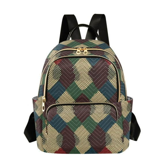 FORMRS Mini Backpack Purse for Women Travel Daypack Casual Shoulder Bag, Green Tartan Pattern