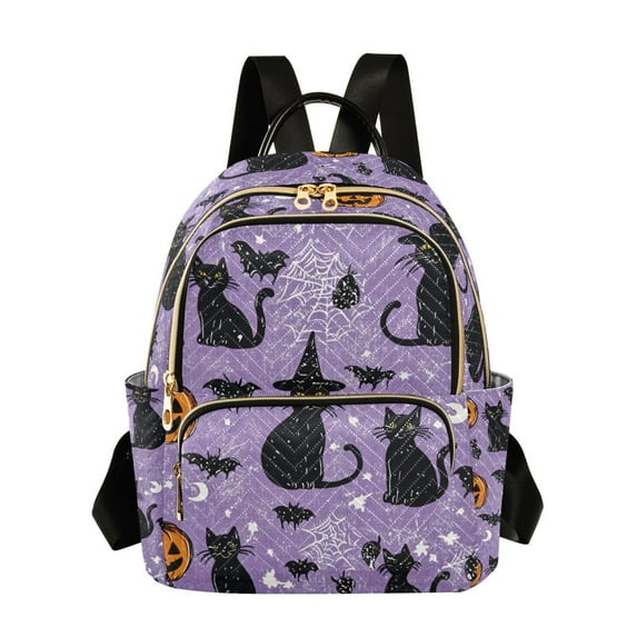 FORMRS Mini Backpack Purse for Women Travel Daypack Casual Shoulder Bag, Halloween Cats