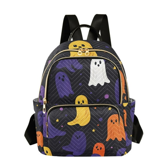 FORMRS Mini Backpack Purse for Women Travel Daypack Casual Shoulder Bag, Halloween Colorful Ghosts