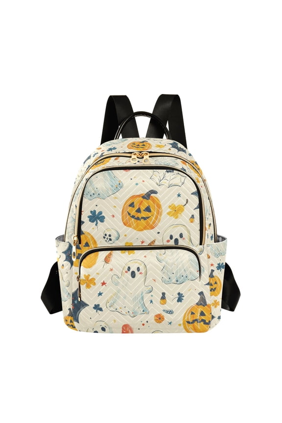 Mini Backpack Purse for Women Quilted Travel Daypack Casual Shoulder Bag, Halloween Cute Ghosts