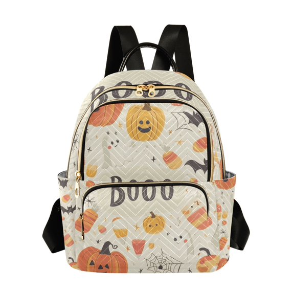 FORMRS Mini Backpack Purse for Women Quilted Travel Daypack Casual Shoulder Bag, Halloween Cute Pumpkins