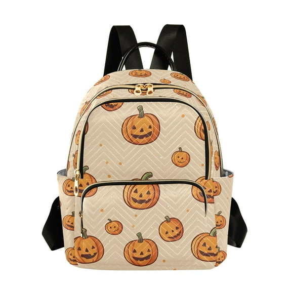 FORMRS Mini Backpack Purse for Women Travel Daypack Casual Shoulder Bag, Halloween Pumpkins Pattern