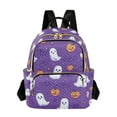 thumbnail image 1 of FORMRS Mini Backpack Purse for Women Quilted Travel Daypack Casual Shoulder Bag, Halloween Purple Ghosts, 1 of 7