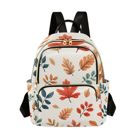 FORMRS Mini Backpack Purse for Women Travel Daypack Casual Shoulder Bag, Hand Drawn Autumn Leaves