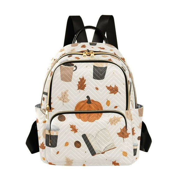 FORMRS Mini Backpack Purse for Women Quilted Travel Daypack Casual Shoulder Bag, Hand Drawn Pumpkin
