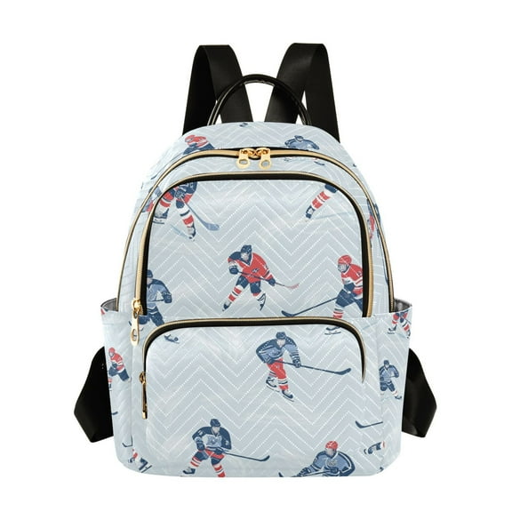 FORMRS Mini Backpack Purse for Women Quilted Travel Daypack Casual Shoulder Bag, Hockey Action Zone