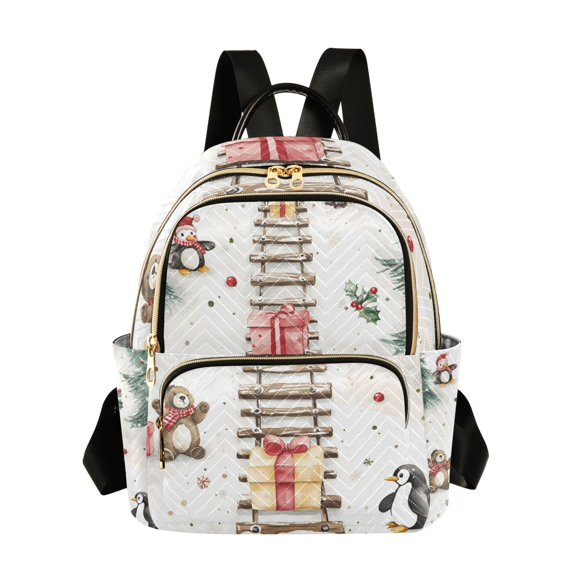 FORMRS Mini Backpack Purse for Women Quilted Travel Daypack Casual Shoulder Bag, Holiday Train