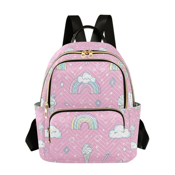 FORMRS Mini Backpack Purse for Women Quilted Travel Daypack Casual Shoulder Bag, Ice Cream Rainbow Pattern