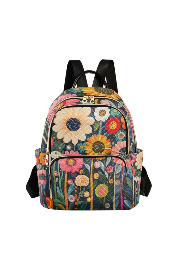 Mini Backpack Purse for Women Travel Daypack Casual Shoulder Bag, Large Colorful Flowers
