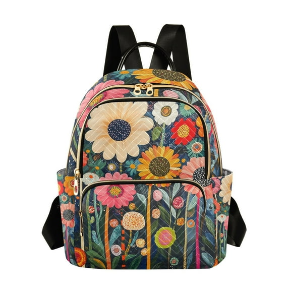 FORMRS Mini Backpack Purse for Women Travel Daypack Casual Shoulder Bag, Large Colorful Flowers