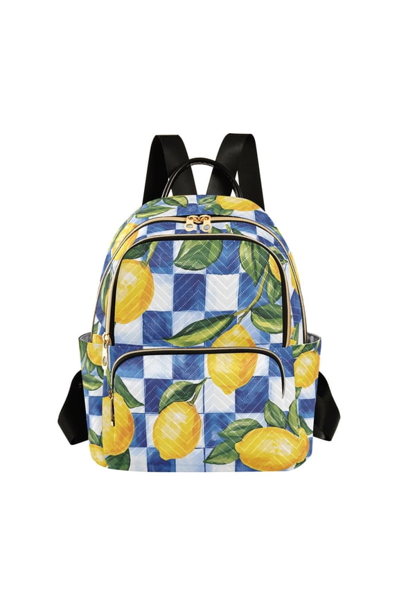 Mini Backpack Purse for Women Travel Daypack Casual Shoulder Bag, Lemon Checkered