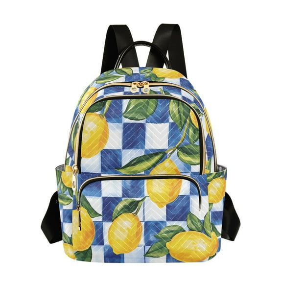 FORMRS Mini Backpack Purse for Women Travel Daypack Casual Shoulder Bag, Lemon Checkered