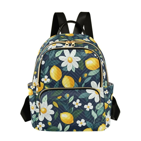 FORMRS Mini Backpack Purse for Women Travel Daypack Casual Shoulder Bag, Lemon Flowers