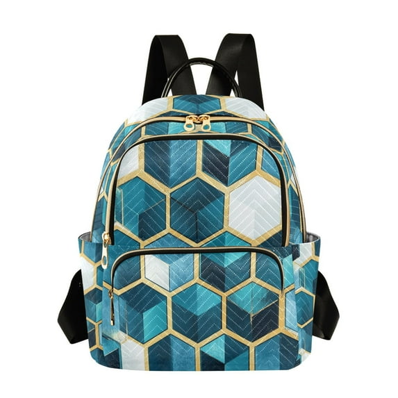 FORMRS Mini Backpack Purse for Women Quilted Travel Daypack Casual Shoulder Bag, Light Blue Geometric Pattern