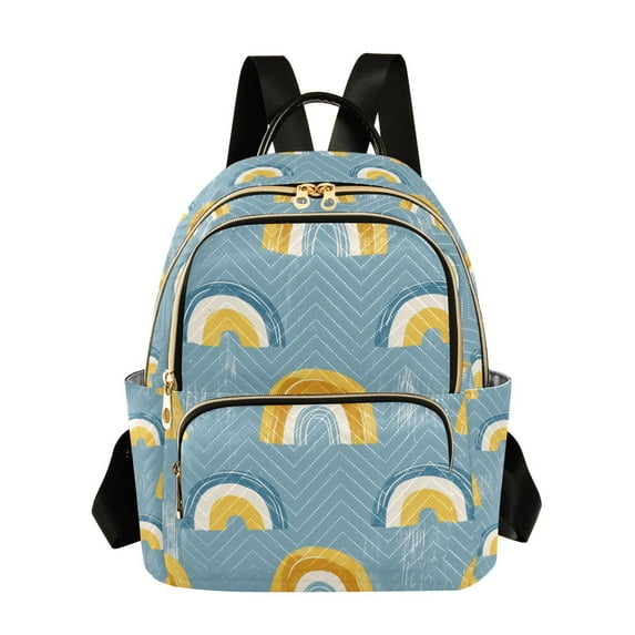 FORMRS Mini Backpack Purse for Women Quilted Travel Daypack Casual Shoulder Bag, Light Blue Rainbow