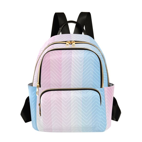 FORMRS Mini Backpack Purse for Women Travel Daypack Casual Shoulder Bag, Light Blue Stripes