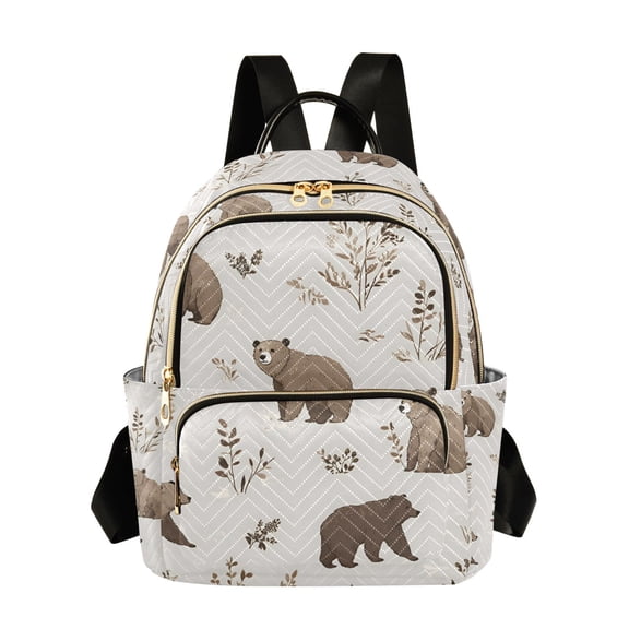 FORMRS Mini Backpack Purse for Women Travel Daypack Casual Shoulder Bag, Light Gray Bears
