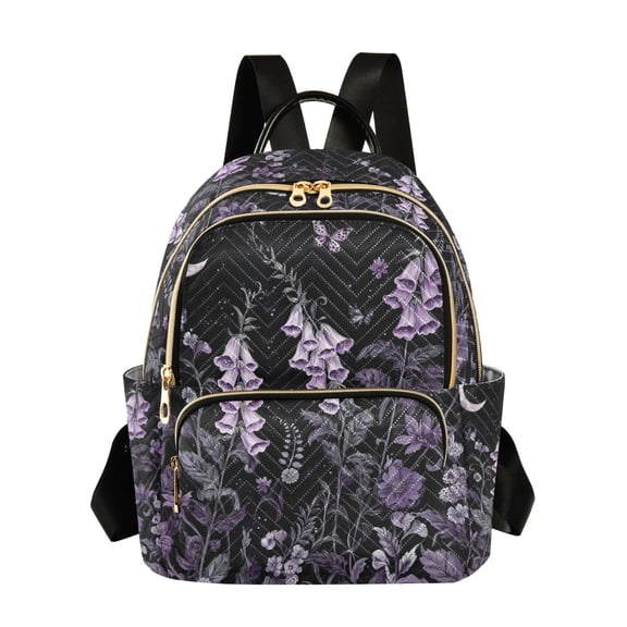 FORMRS Mini Backpack Purse for Women Travel Daypack Casual Shoulder Bag, Light Purple Flowers